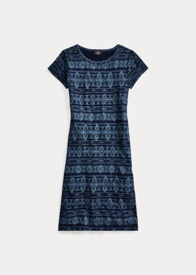 Vestidos Ralph Lauren Mujer Azules Azules Azules - Discharge-Printed Jersey - NDJLU8649